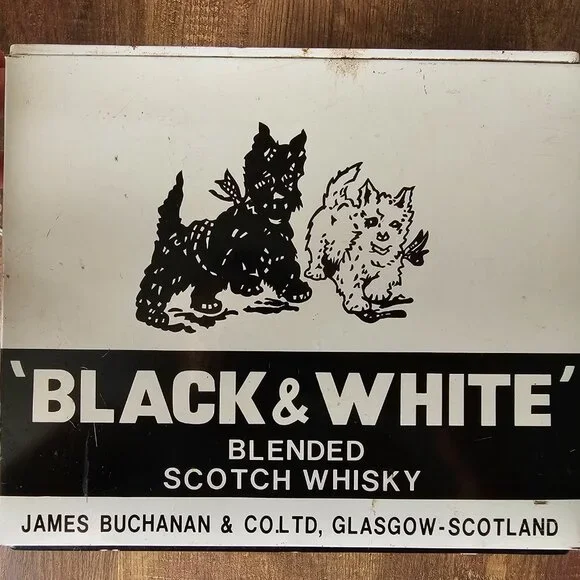 Black & White Scotch Whiskey Barking Scotties Dogs Animated Advertising Display